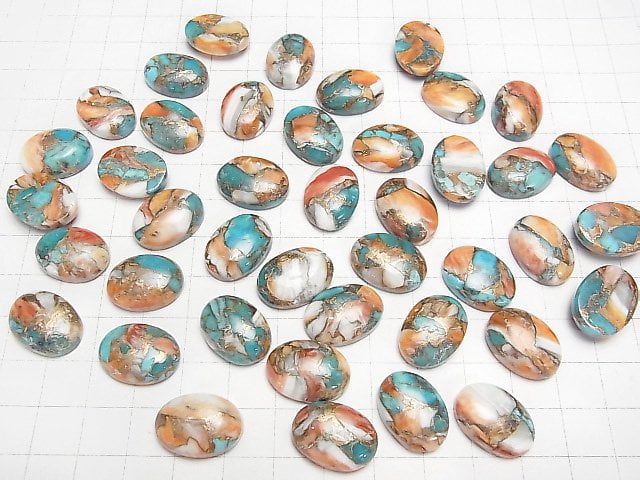 Austern Kupfer Türkis AAA Oval Cabochon 18x13mm 2Stück