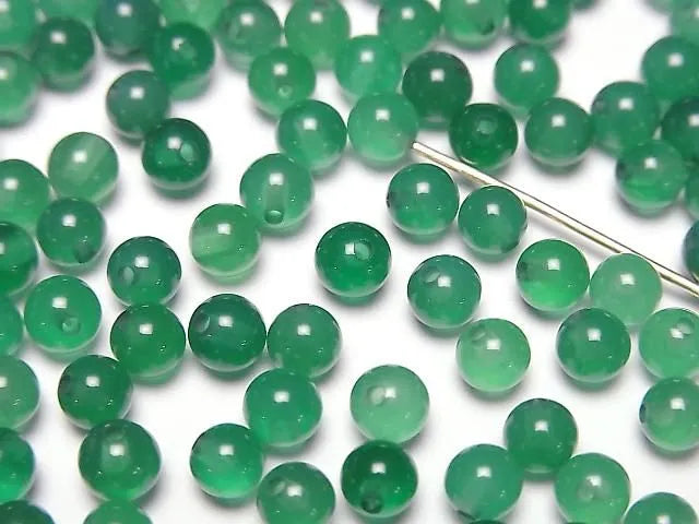 Grüner Onyx AAA Halb Durchbohrtes Loch Rund 4mm 10Stück
