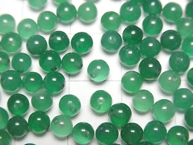 Grüner Onyx AAA Halb Durchbohrtes Loch Rund 4mm 10Stück