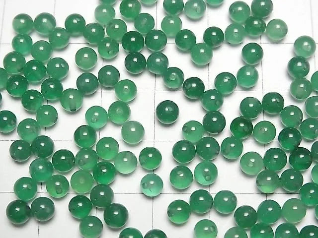 Grüner Onyx AAA Halb Durchbohrtes Loch Rund 4mm 10Stück