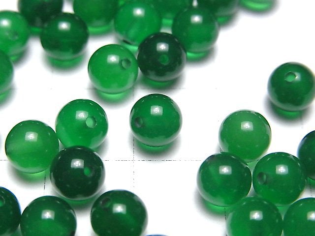 Grüner Onyx AAA Halb Durchbohrtes Loch Rund 6mm 10Stück