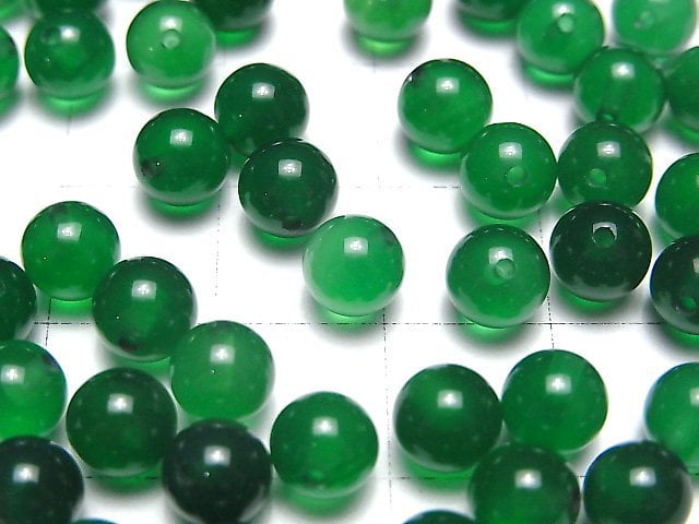 Grüner Onyx AAA Halb Durchbohrtes Loch Rund 6mm 10Stück