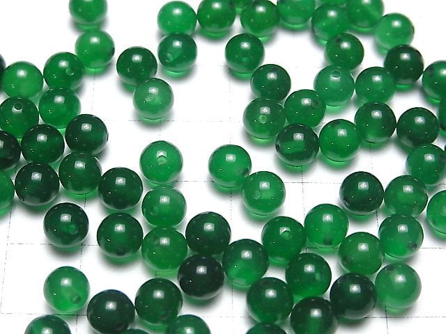 Grüner Onyx AAA Halb Durchbohrtes Loch Rund 6mm 10Stück