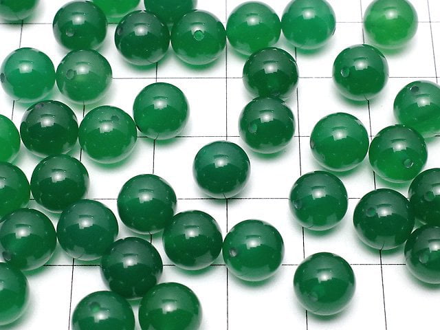 Grüner Onyx AAA Halb Durchbohrtes Loch Rund 8mm 10Stück