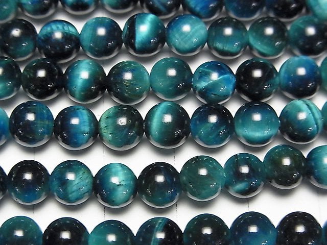 Blaugrüner Tigerauge AA++ rund 6mm 1Strang Perlen (ca. 15Zoll / 37cm)