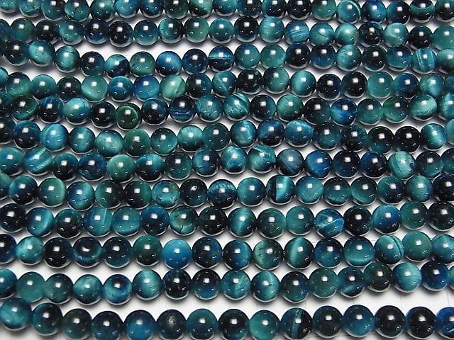 Blaugrüner Tigerauge AA++ rund 6mm 1Strang Perlen (ca. 15Zoll / 37cm)