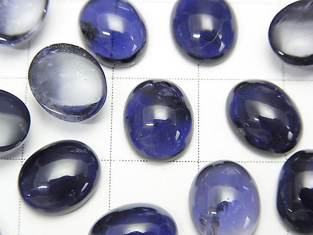Hochwertiger Iolith AAA ovaler Cabochon 10x8mm 2 Stück