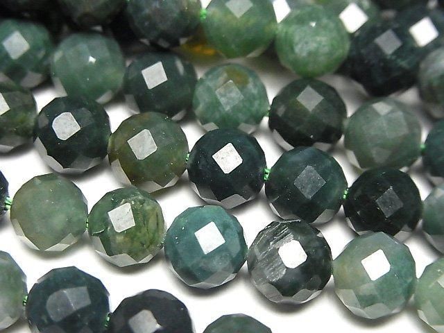 High Quality! Moss Agate 64Faceted Round 8mm 1strand beads (aprx.15inch/37cm)