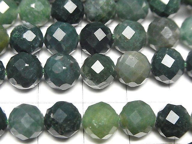 High Quality! Moss Agate 64Faceted Round 8mm 1strand beads (aprx.15inch/37cm)