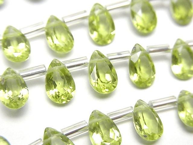 高品質橄欖石 AAA 梨形刻面 8x5mm 半串珠或 1 串珠 (18 顆)
