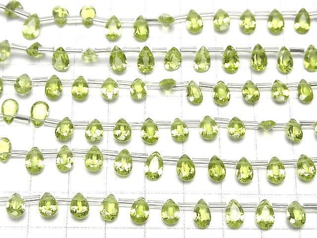 高品質橄欖石 AAA 梨形刻面 8x5mm 半串珠或 1 串珠 (18 顆)