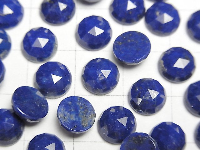 Lapislazuli AAA- Rund Rosen-Schliff 8x8mm 3Stücke