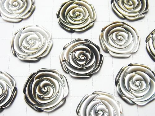 Hochwertige schwarze Muschel (Schwarzlippen-Auster) Rose 20mm 1Stück