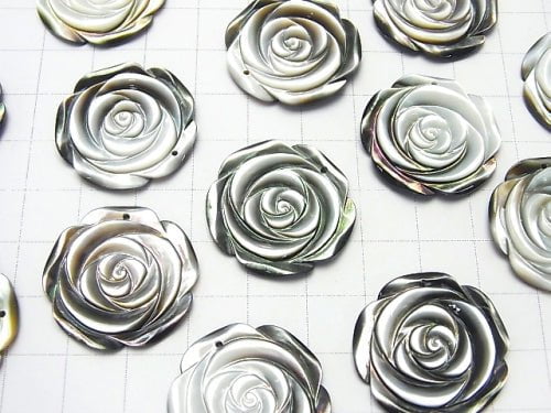 Hochwertige schwarze Muschel (Schwarzlippen-Auster) Rose 25mm 1Stück