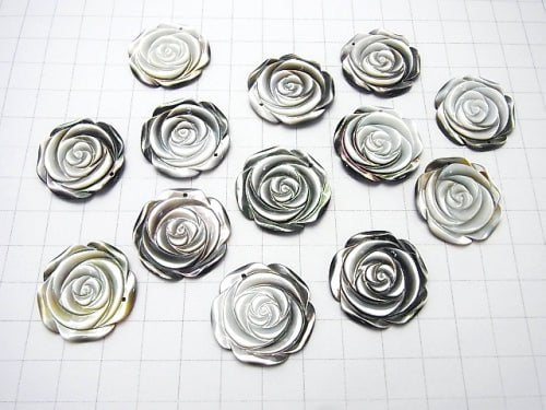 Hochwertige schwarze Muschel (Schwarzlippen-Auster) Rose 25mm 1Stück