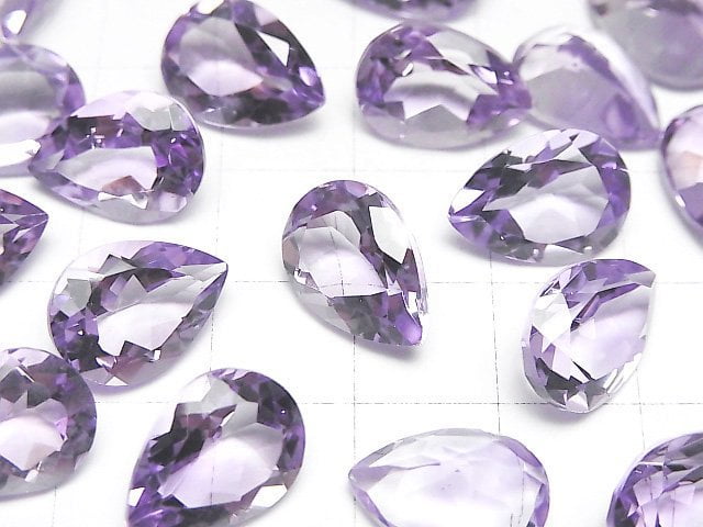 Hochwertiger heller Amethyst AAA Lose Stein Birnenform Facettiert 14x10mm 2Stk