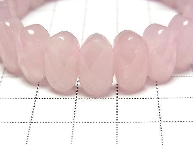 Rosenquarz AA++ 2-Loch Facettiert Oval 16x9x7mm 1-Strang (Bangle-Armband)