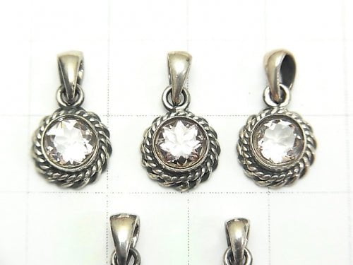 High Quality Morganite AAA Round Faceted Pendant 9x9x4mm Silver925