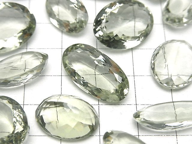 Hochwertiger grüner Amethyst AAA Lose Stein Oval Facettiert Größe Mix 2Stück