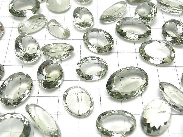 Hochwertiger grüner Amethyst AAA Lose Stein Oval Facettiert Größe Mix 2Stück