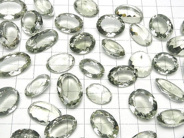 Hochwertiger grüner Amethyst AAA Lose Stein Oval Facettiert Größe Mix 2Stück