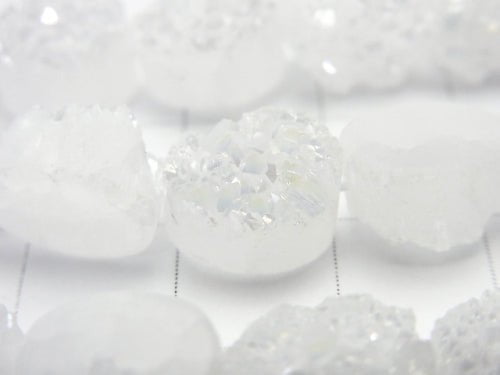 Druzy Quarz Oval 10x8mm AB-Beschichtung halb oder 1 Strang Perlen (ca. 7 Zoll / 18 cm)