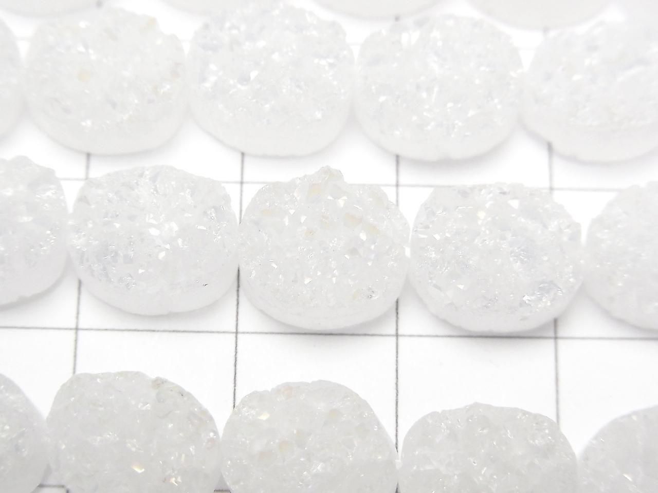 Quartz druzy Ovale 10x8mm revêtement AB, demi ou 1 fil de perles (environ 18 cm)