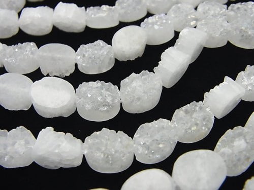 Druzy Quarz Oval 10x8mm AB-Beschichtung halb oder 1 Strang Perlen (ca. 7 Zoll / 18 cm)