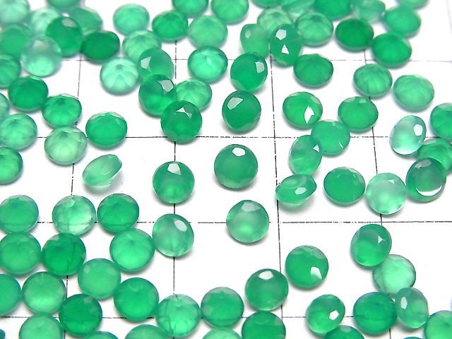 High Quality Green Onyx AAA Loose stone Round Faceted 4x4mm 10pcs
