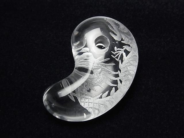 Drache (Vier Göttliche Bestien) geschnitzt! Kristall AA++ Komma-förmige Perle 30x20mm 1Stk