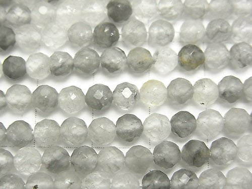 Hohe Qualität! 1strang 7,79 $! Grauer Quarz AA 32 facettierte runde 5mm 1strang Perlen (ca. 15 Zoll / 37 cm)