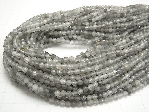 Hohe Qualität! 1strang 7,79 $! Grauer Quarz AA 32 facettierte runde 5mm 1strang Perlen (ca. 15 Zoll / 37 cm)