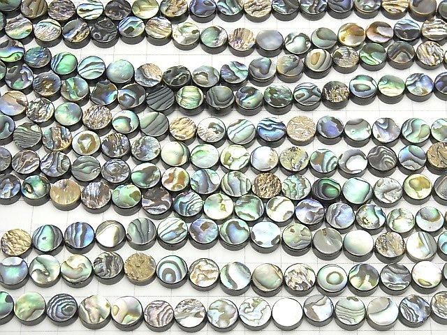 鮑魚貝圓幣珠 8x8mm 1/4 或 1 串珠 (約15英吋/38公分)