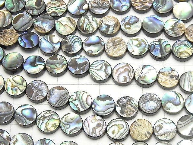 鮑魚貝殼幣 10x10mm 1/4 或 1 串珠子 (約15英吋/36公分)