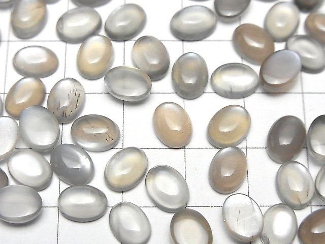Braun-Grauer Mondstein AAA Ovaler Cabochon 8x6mm 5 Stück
