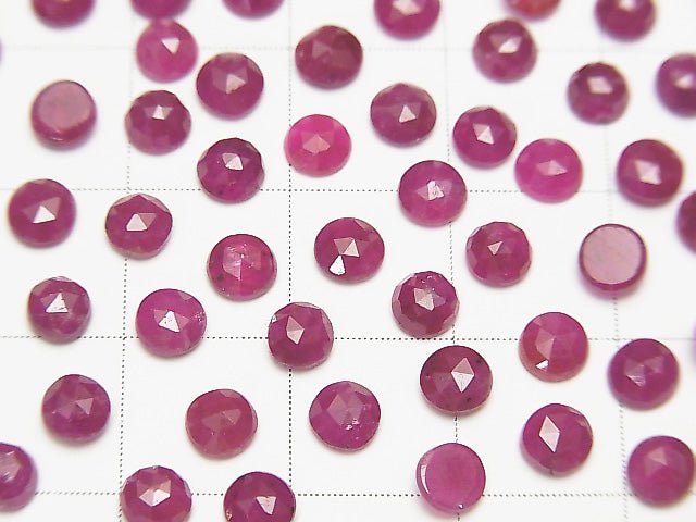 Rubin AAA- rund Rose Cut 4x4x2mm 5 Stück