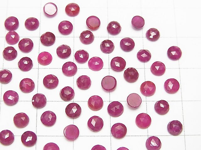 Rubin AAA- rund Rose Cut 4x4x2mm 5 Stück