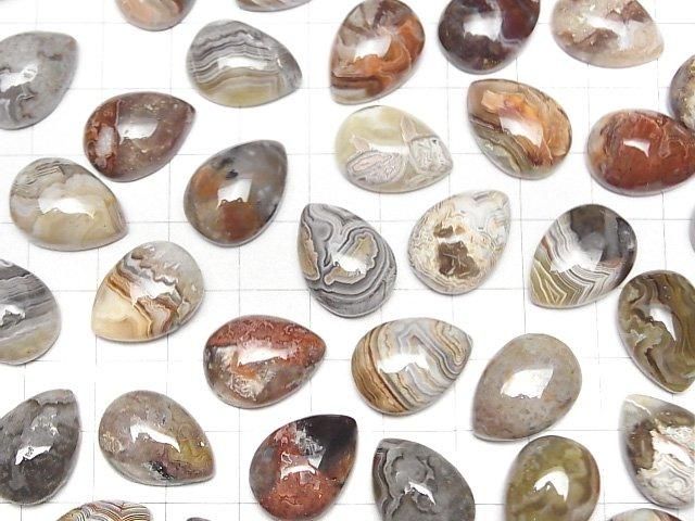 Laguna Lace Achat Birnenform Cabochon 18x13mm 2 Stück
