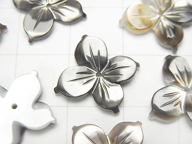 Hochwertig Schwarze Muschel (Schwarze Lippen-Auster) AAA Blume 16mm Zentrum Loch 2 Stück