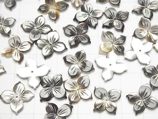 Hochwertig Schwarze Muschel (Schwarze Lippen-Auster) AAA Blume 16mm Zentrum Loch 2 Stück