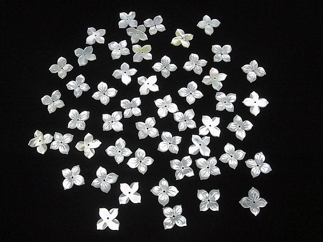 Hochwertig Weiße Muschel (Silberne Lippen-Auster) AAA Blume 16mm Zentrum Loch 2 Stück