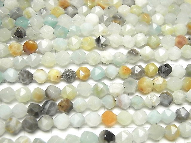 Mix Amazonit 24 Facettierte Rund 6mm 1 Strang Perlen (ca. 15 Zoll / 37 cm)
