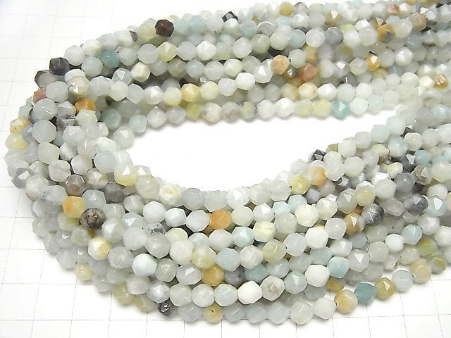 Mix Amazonit 24 Facettierte Rund 6mm 1 Strang Perlen (ca. 15 Zoll / 37 cm)