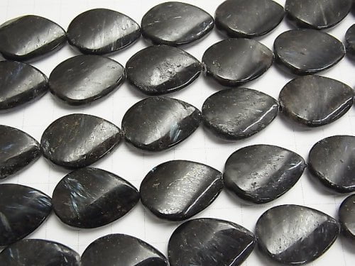 Nuummite Vertical Hole Twist Pear shape 25x18x6mm half or 1strand beads (aprx.14inch/34cm)