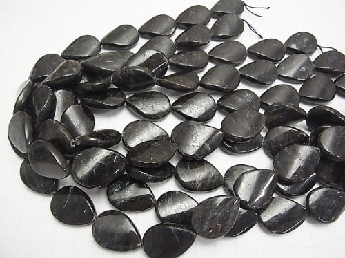 Nuummite Vertical Hole Twist Pear shape 25x18x6mm half or 1strand beads (aprx.14inch/34cm)