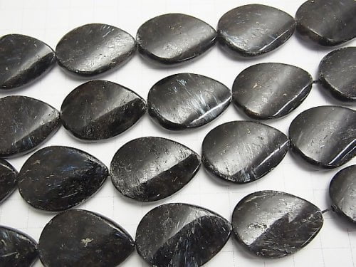 Nuummite Vertical Hole Twist Pear shape 30x22x8mm half or 1strand beads (aprx.13inch/33cm)