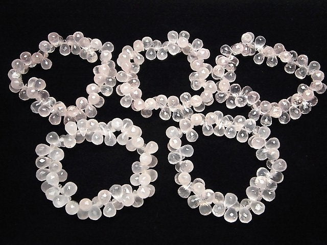 Hochwertiger Rosenquarz AAA Tropfen facettierte Briolette 9x6x6mm 1/4stränge -Armband
