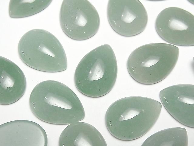 Grüner Aventurin Tropfenform Cabochon 18x13mm 3 Stück