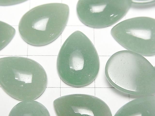 Grüner Aventurin Tropfenform Cabochon 18x13mm 3 Stück