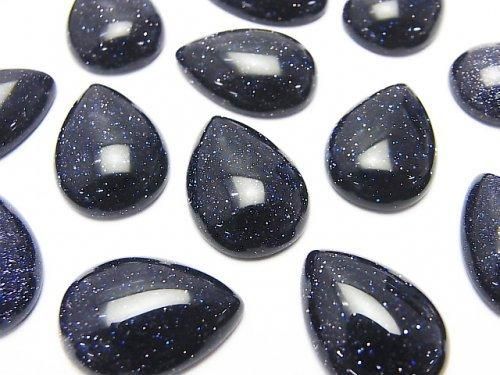 Blauer Goldener Sandstein Tropfenform Cabochon 18x13mm 3 Stück